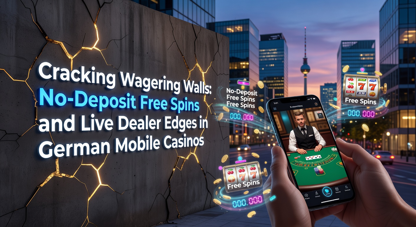 Smartphone mit Casino-App und drehendem Slot-Rad, symbolisiert mobile Freispiele ohne Einzahlung