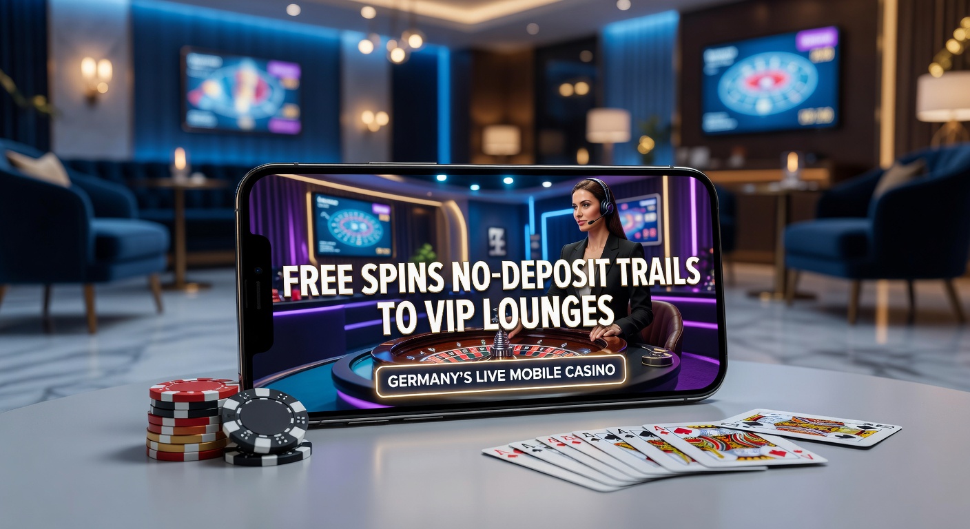 Smartphone mit Live-Casino-App und leuchtenden Free-Spin-Symbolen auf einem deutschen Hintergrund