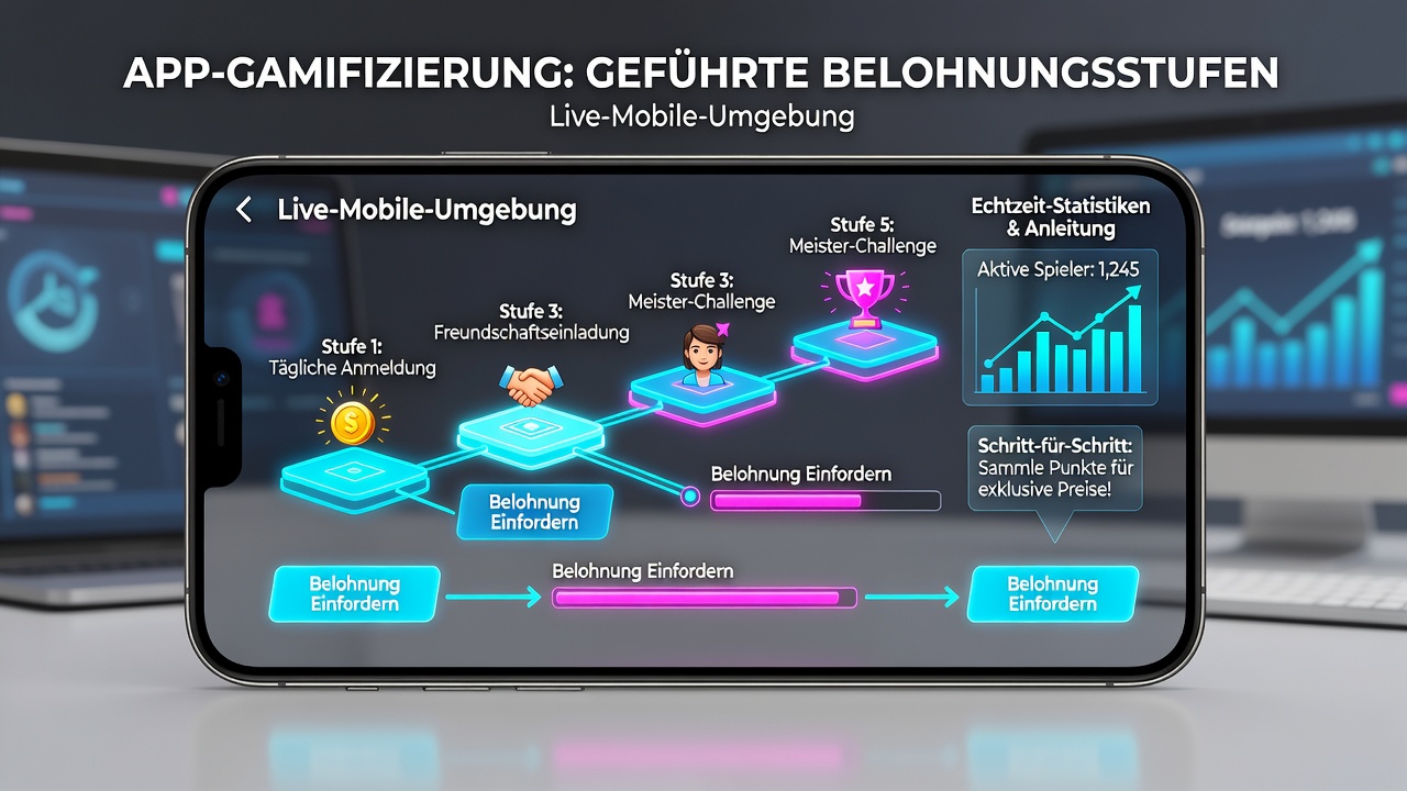 Visualisierung von gestaffelten Belohnungsebenen und Live-Dealer-Integration in einer deutschen mobilen App