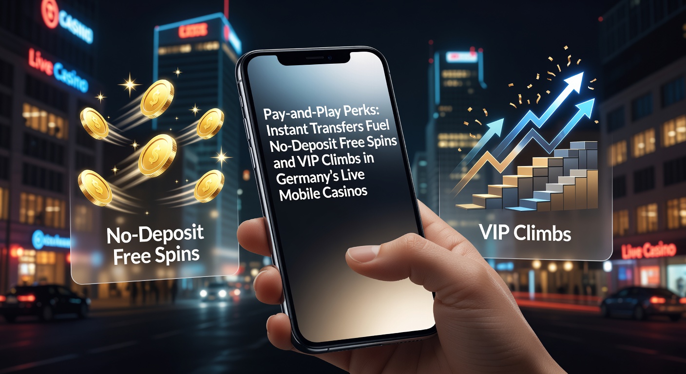 Smartphone mit Live-Casino-App und Symbolen für Sofortüberweisungen sowie No-Deposit-Freispiele in einem modernen deutschen Mobile-Casino-Umfeld