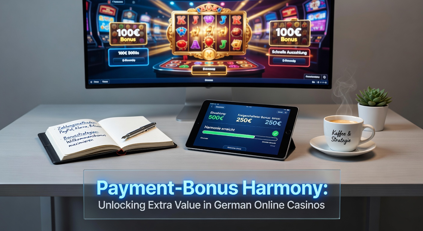 Grafik zeigt harmonische Verknüpfung von Zahlungsmethoden und Casino-Boni mit Euro-Symbolen und Slot-Maschinen