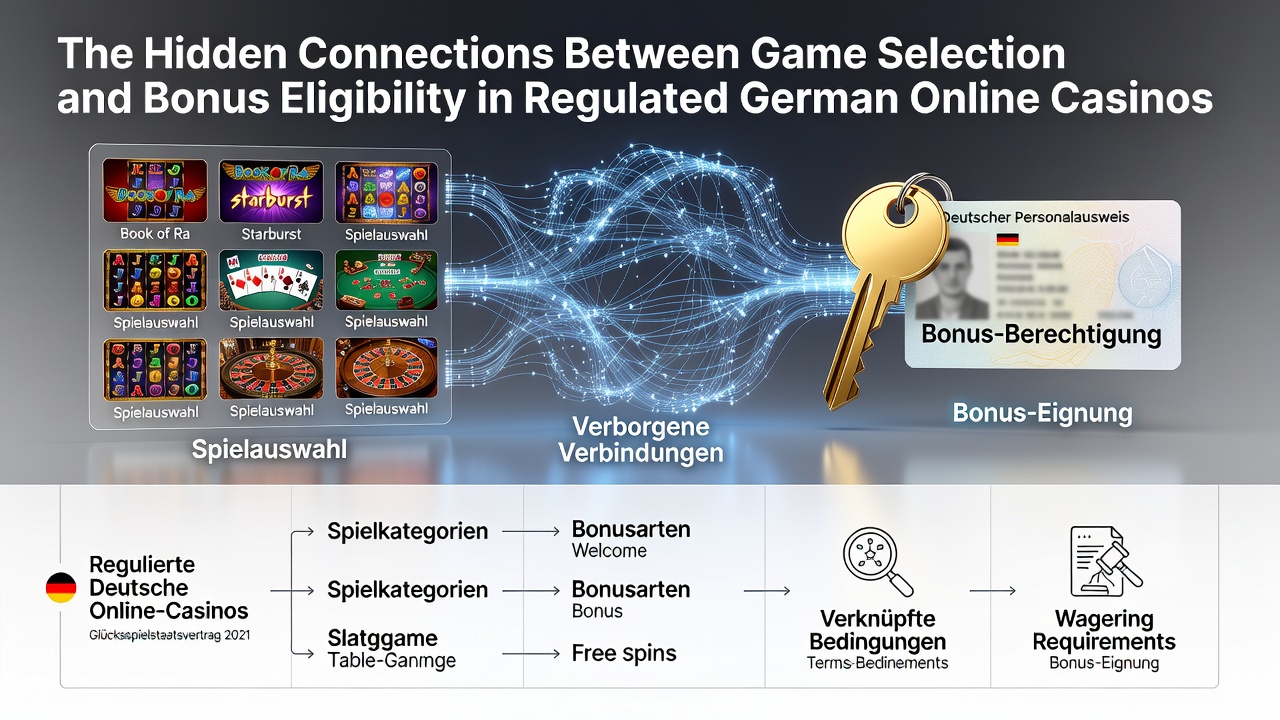 Illustration der Spielauswahl und Bonusregeln in deutschen Online-Casinos mit Fokus auf regulatorische Aspekte